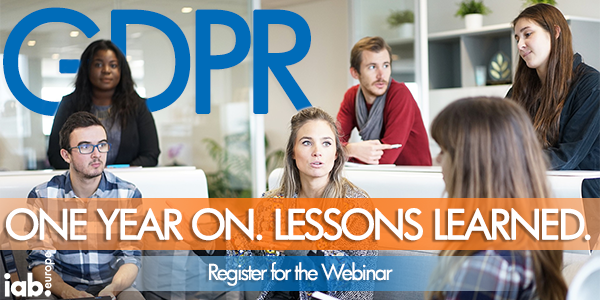IABEurope's tweet photo. [IAB EUROPE WEBINAR] 

IAB Europe’s Education Committee member @iubenda will be leading a discussion 🗣 in our upcoming webinar GDPR One Year On. Lessons Learned. 

Join to gain 🎧 📱 insight into #GDPR and traps tied to the regulation. 

Register 👉 https://t.co/LBZQk5gGoM https://t.co/hBejSwkueC
