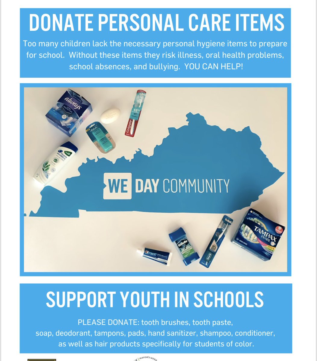PrincipalBurns's tweet photo. Our 4th and 5th graders will be attending WE Day! They are collecting personal care items for students in our local schools! I will place boxes in the lobby starting next week. Please donate if you can. Thanks so much! #thepowerofWE
#ghlionpride 🦁
#greathousegives ❤️ https://t.co/LNgEcF9JFs