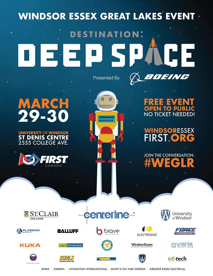 Electrozad's tweet photo. We're one week away from the Destination: Deep Space @FIRSTRoboticsWE competition. The public is encouraged to attend Friday - 10am to 7pm - and Saturday - 8:30am to 5:30pm - at the St. Denis Centre where admission is FREE. #blastoff #firstrobotics @WEtechAlliance https://t.co/cRwnkcsIRH