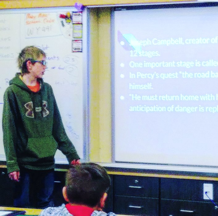 VelardeJolene's tweet photo. Andrew doing his Percy Jackson presentation #percyjackson #7thgrade #languagearts @Fremont1_LMS https://t.co/RiLqFINLk3
