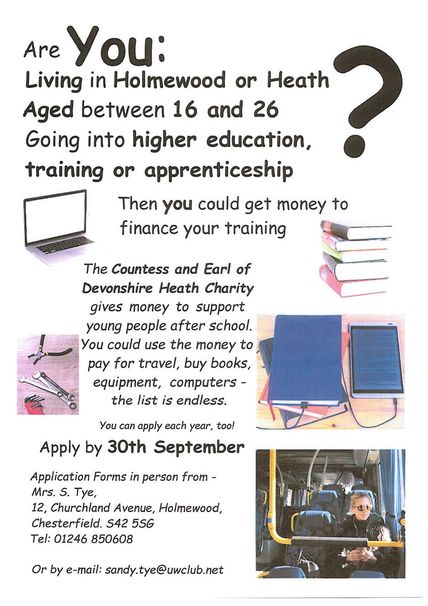 Are you a young person living in Holmewood of Heath? Going into higher education, training or an #apprenticeship ? You could benefit from this funding to help with travel, books, equipment &amp; loads more. Take a look...