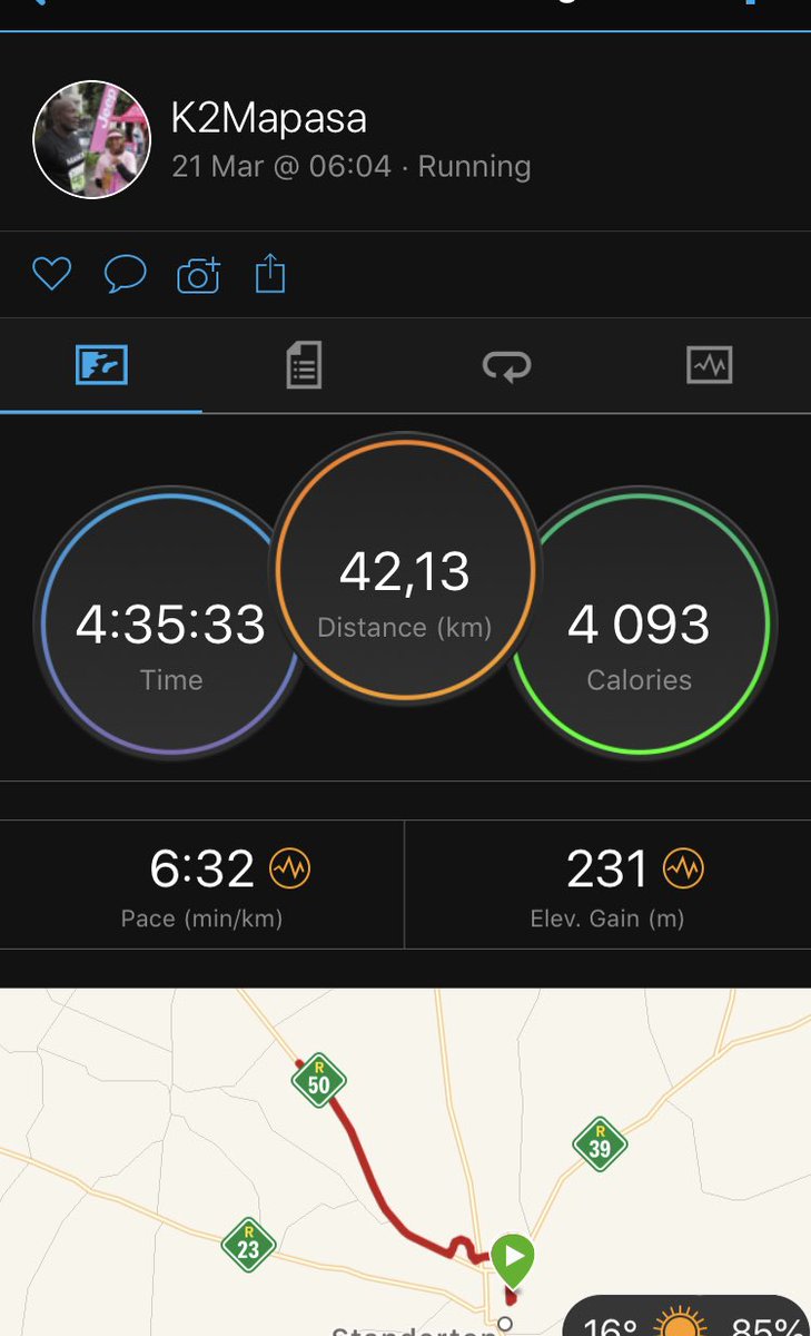 K2Mapasa's tweet photo. 1st marathon for the year...took it easy https://t.co/NY2gGjU1C0