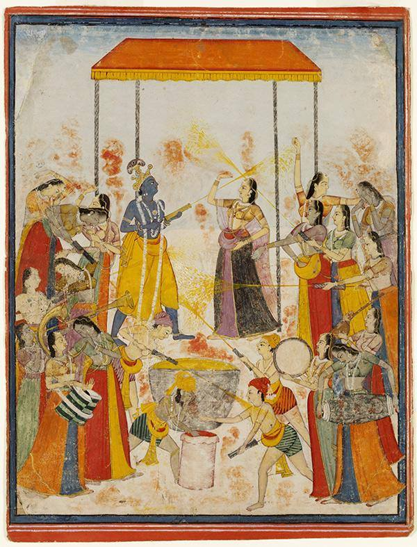 india_was's tweet photo. @ssharadmohhan @V_and_A @DalrympleWill @JAJafri @dpanikkar @IndiaArtHistory @WhiteMughalsFan @hemantsarin @kamlesm @indpunch @VaishaliNarkar @IndianWorkshop @Chemburstudio @PropitiousOn3 249 years old painting of Bhagwan Krishna celebrating Holi festival with Radha.

Now in the V&amp;A museum. https://t.co/fBo3cNWhpe