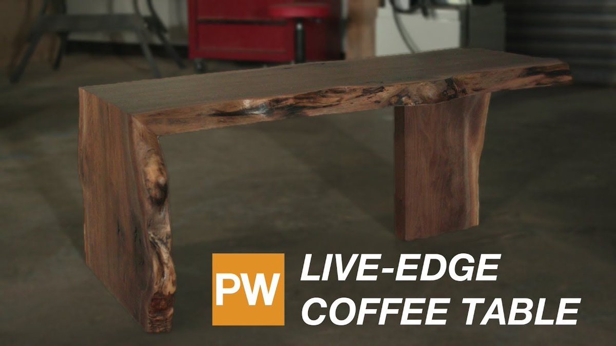 “Woodworkers know that the beauty is in the wood, and that's why this live-edge slab coffee table is a beaut! The build is really simple, with only a glued miter joint (made with a circular saw!) and a dowelled leg.” bit.ly/2OfNlYF