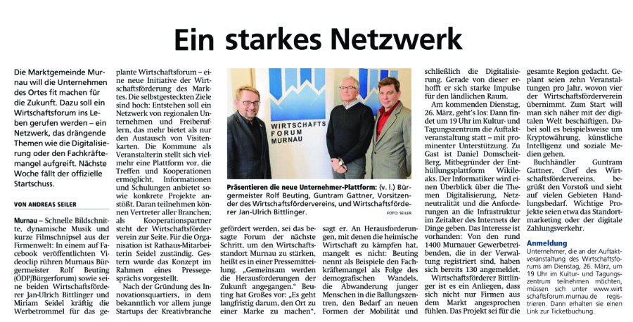 Das #Wirtschaftsforum #Murnau startet am 26.3, mit  Vortrag von #Wikileaks #Mitbegründer, Daniel #Domscheit-Berg. Wir machen Unternehmen fit für #Digitalisierung. Registrierung: wirtschaftsforum.murnau.de. Themen:  #Krypto #Blockchain #Ki, #SocialMedia als #Vertriebskanal.  #NewWork