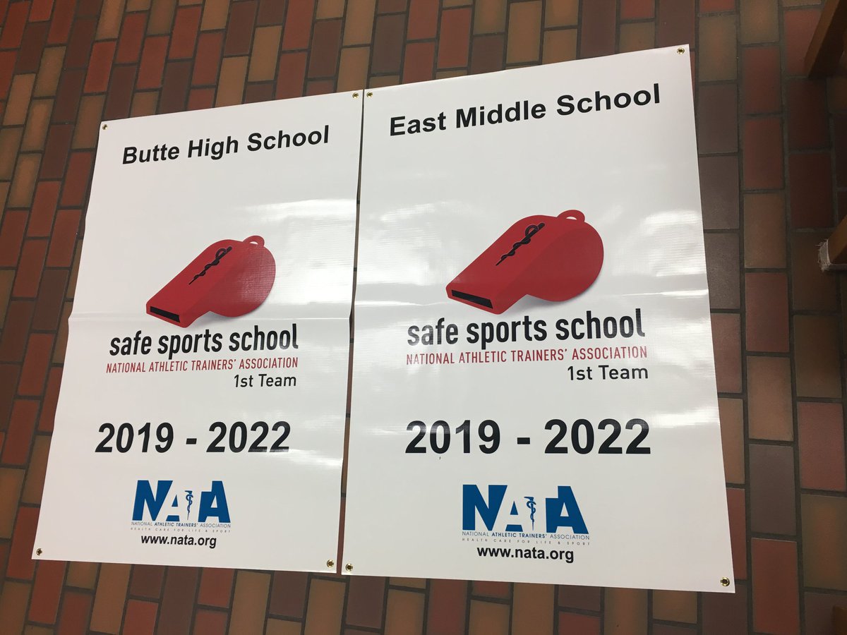 NWATAd10's tweet photo. Congratulations to @ButteHighSchool, East Middle School for receiving the Safe Sport School Award. Both schools AT's work for @St_JamesHealth. How many other states can say they have a Safe Sport Middle School? @aSaferApproach #AT4ALL #NATM2019 https://t.co/Vqm89OxqX7