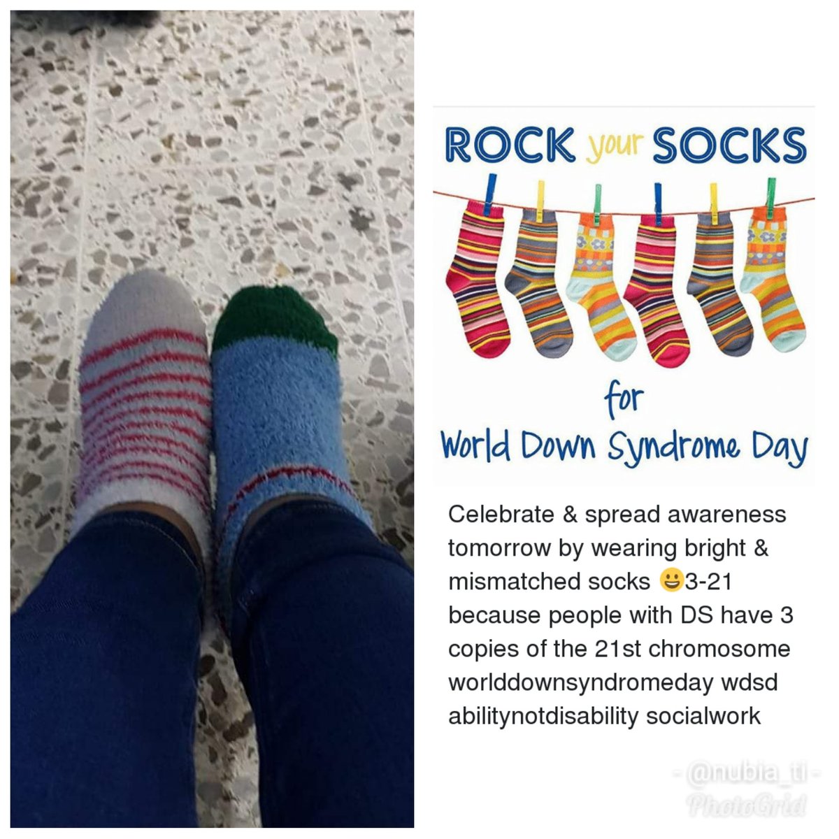 nubia_ti's tweet photo. Parecemos diferentes, somos iguales. 3-21. #RockYourSocks https://t.co/ZM0BSCBItC
