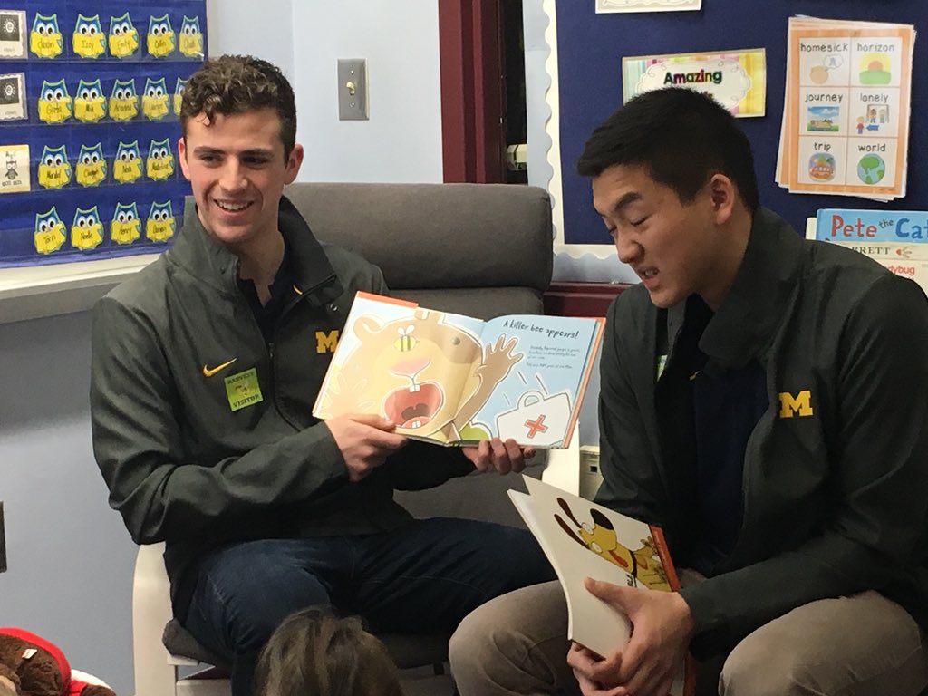 HorvathOwlStars's tweet photo. Thanks @cy98cheng and @JHert_113 for dancing and reading with us in Kindergarten this morning! Hope you enjoyed Scaredy Squirrel as much as we did!! 📚 #marchisreadingmonth @umichsoccer Go Blue!! 〽️⚽️ https://t.co/JwyC2cJJsa