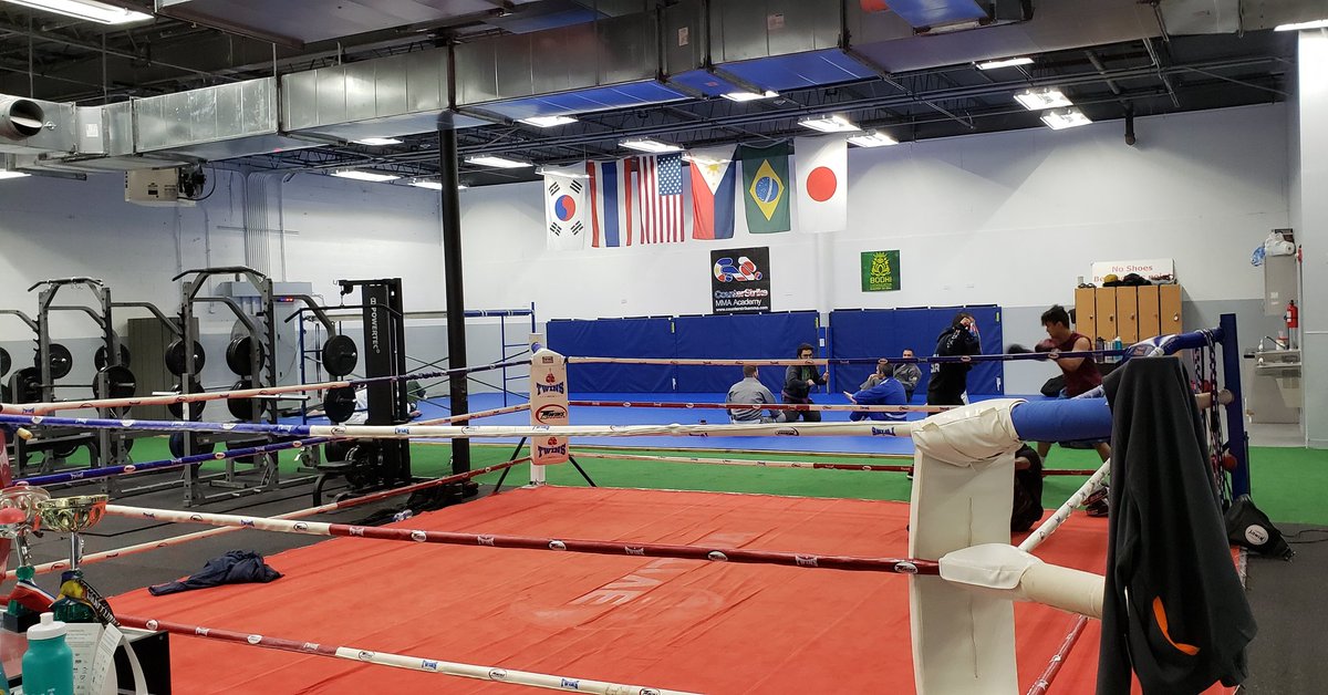 CSMMA1's tweet photo. New LED lights and we put up the flags and team banners. Gym is coming together nicely! 🇰🇷🇹🇭🇺🇸🇵🇭🇧🇷🇯🇵 https://t.co/eJLSwHEdZM
