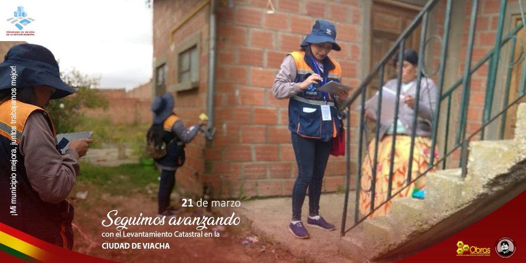 PMGM_CII's tweet photo. Hoy estamos realizando el Levantamiento Catastral en la zona de Palermo y 1ro de Mayo del Distrito 7 de la ciudad de Viacha, para una mejor planificación urbana y territorial.

 #MiMunicipioMejora
#JuntosTrabajamosMejor 

@mopsv_Bolivia
@evoespueblo
@mincombolivia
@viacha https://t.co/bzBp3zfImW