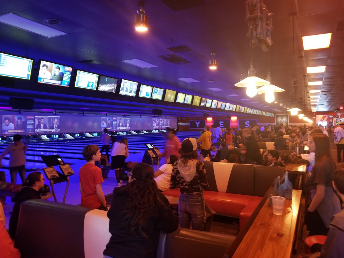 Jordan 7th graders enjoying the bowling field trip. Marshall Gast and Liz Cizneros lead the students with 136 and 132 respectively.