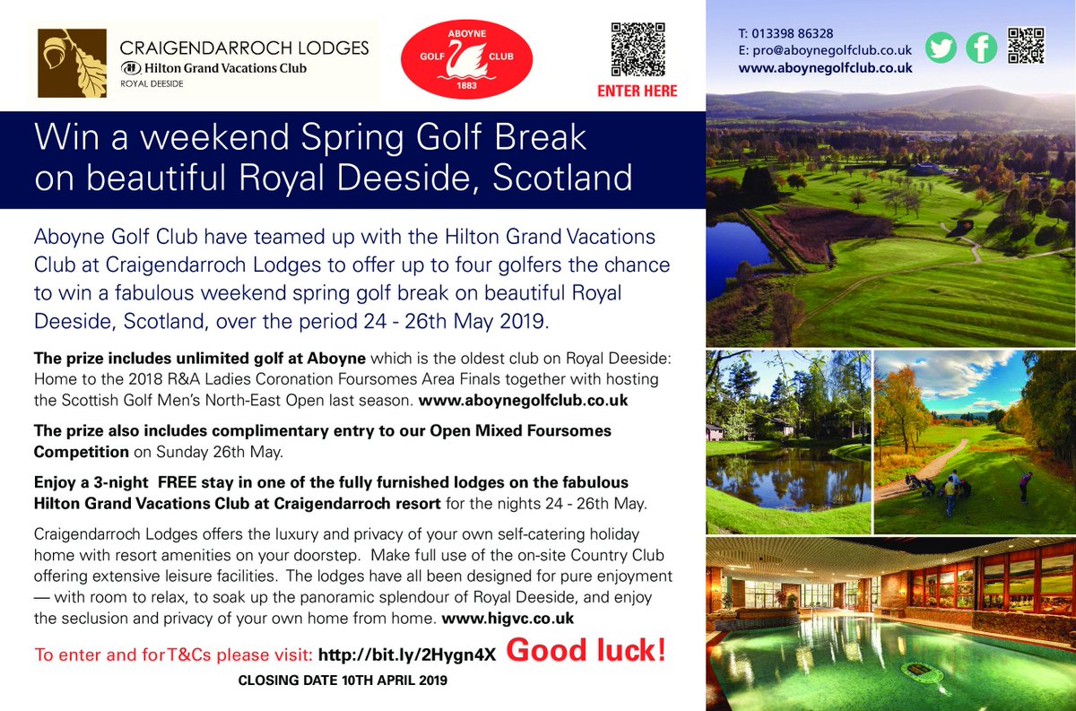 Win a #Golf Break in #Scotland with our partners <a href="/HiltonGrandVac/">HiltonGrandVacations</a> at #Craigendarroch ⛳️🏌️‍♀️🏌️‍♂️ Enter at: bit.ly/2Hygn4X 🏴󠁧󠁢󠁳󠁣󠁴󠁿

#stayandplay #STM2019 #visitABDN #ScotlandIsNow #beautifulABDN <a href="/VisitScotGolf/">VisitScotland Golf</a> @Golf_ABDN #GolfAboyne #GolfDeals #UKGolf