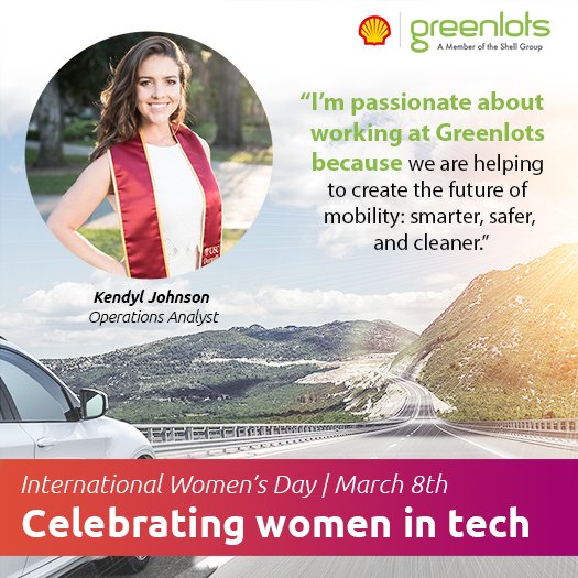 greenlots's tweet photo. We are continuing to celebrate International Women’s Day and women in tech by sharing why Kendyl, our Operations Analyst, is passionate about working at Greenlots. #internationalwomensday #womenintech #Greenlots #newmobility #electricmobilityfuture #iwd2019 https://t.co/yUiOkof5Wp
