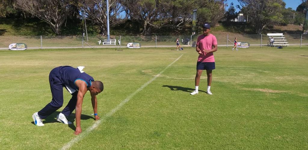 KorbeelHfj's tweet photo. #SAchampionships Gino and his trainer Mr. Salie in PE. Good luck for tonight 100m semi finals.@NCape_Education https://t.co/9qu5l8SGjW