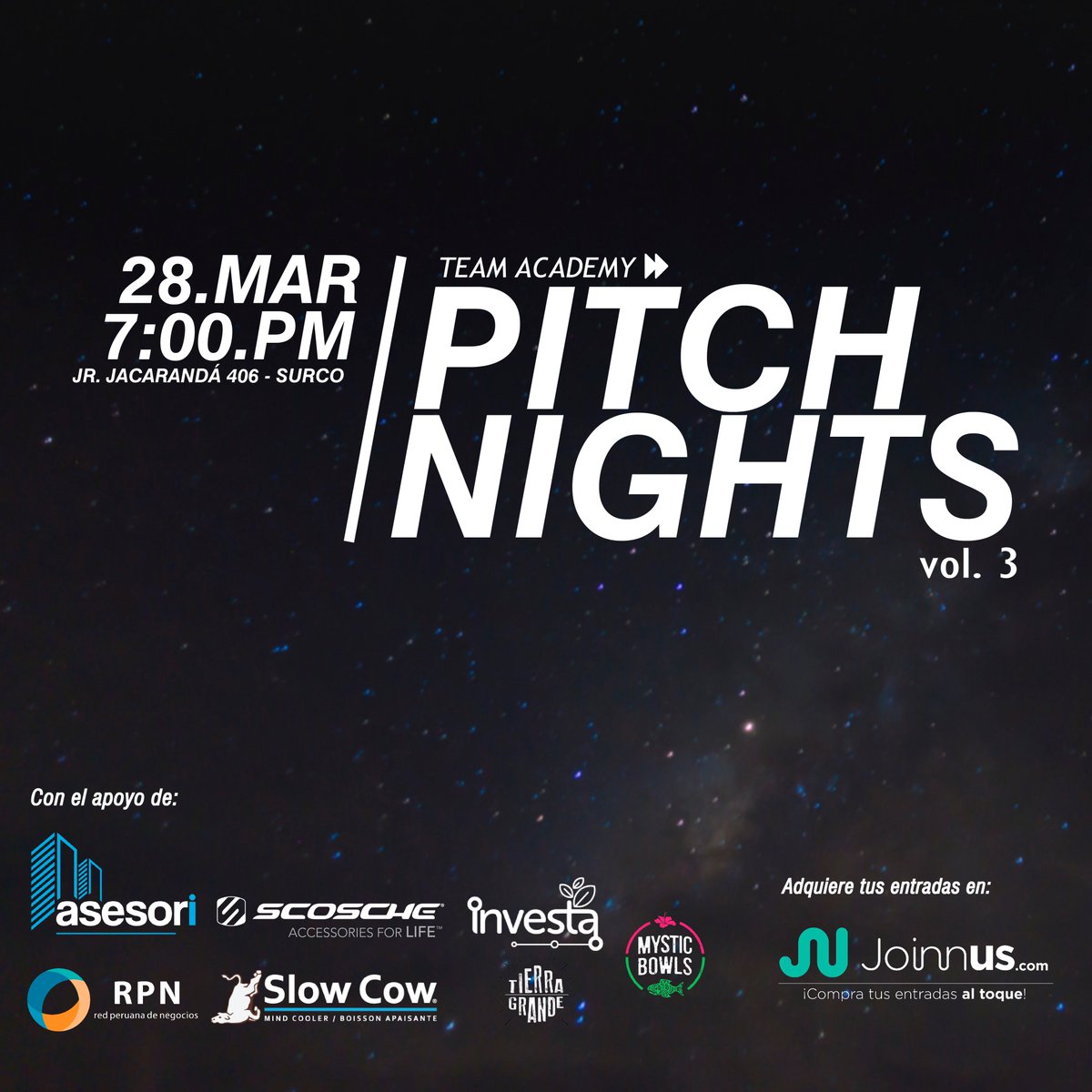 RIN_negocios's tweet photo. Este Jueves 28 de marzo, la Red Peruana de Negocios estará participando en la tercera edición del evento Pitch Nights, el cual reúne inversionistas y desarrolladores para escuchar a las mejores startups peruanas.
#PitchNights #Emprendimiento #RPN https://t.co/zr3l3kKbb5