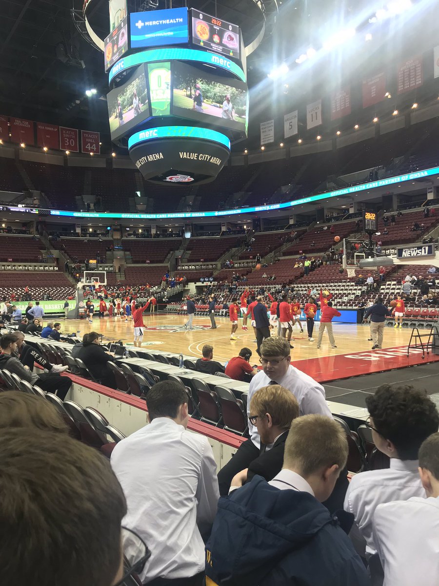 KrisDBlanton's tweet photo. Another amazing performance of the National Anthem by the WUHS Choir at the boys state basketball tournament. They are honored to get to come back and sing here again #wupad @OHSAASports @braxton616 https://t.co/QbkAUNtYhI