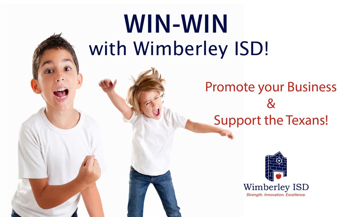 Advertising Opportunities Now Open for Wimberley ISD Calendar, Back-to-School Teacher Extravaganza and all-new school district 4-page, full color guide. wimberleyisd.net/PartnerWithWISD