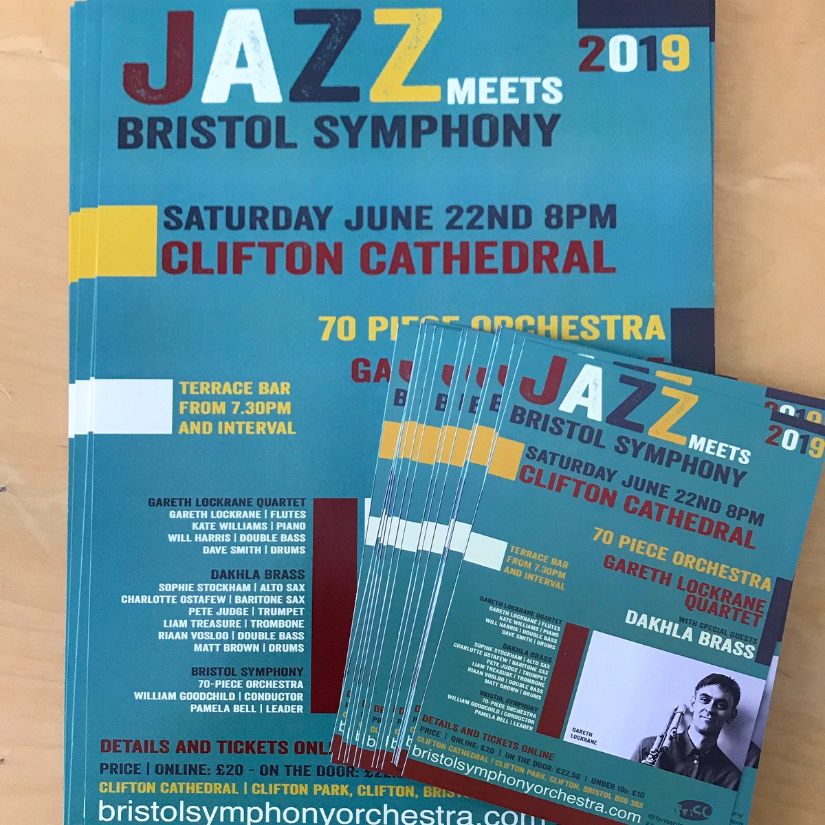 Flyers & posters have just arrived for our June concert with @gareth_lockrane, @katewpiano, @dakhlabrass & @wgoodchildmusic  #jazzmeetsbristolsymphony #jazz #concert #Bristol  #concertpromotion #MusicPromotion 
#design by @RachelGoodchild