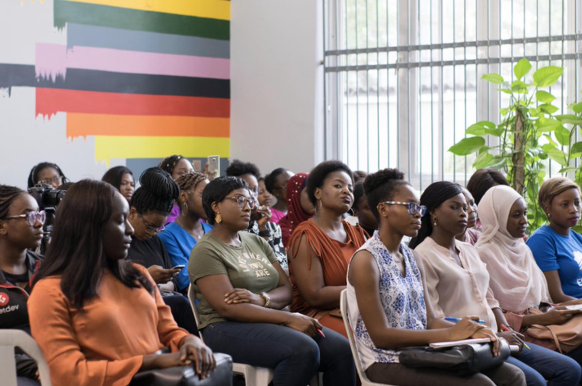 paystack's tweet photo. โจ Weโve kicked off the @paystack x @TechCabal panel discussion on diverse roles in tech for women. It's a room full of amazing women, and we're loving the energy! #TechWomenLagos https://t.co/fWe2IUjGRN