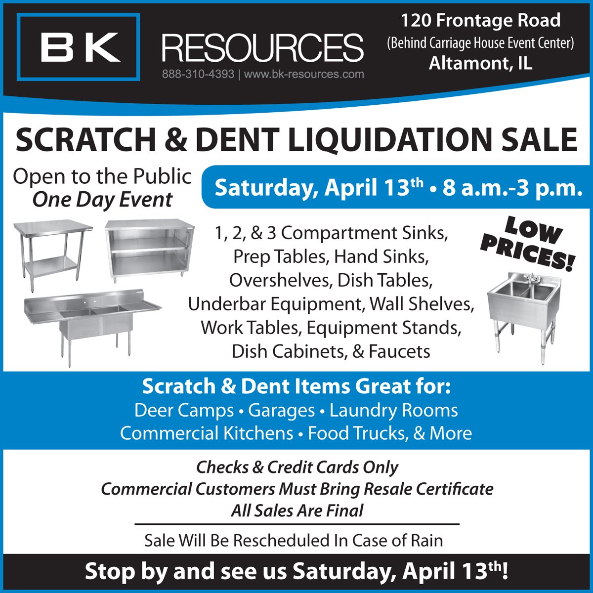 BK_Resources's tweet photo. Stop by our Scratch &amp; Dent Liquidation Sale on Saturday, April 13th! #effinghamil https://t.co/qiOOV0XSMg