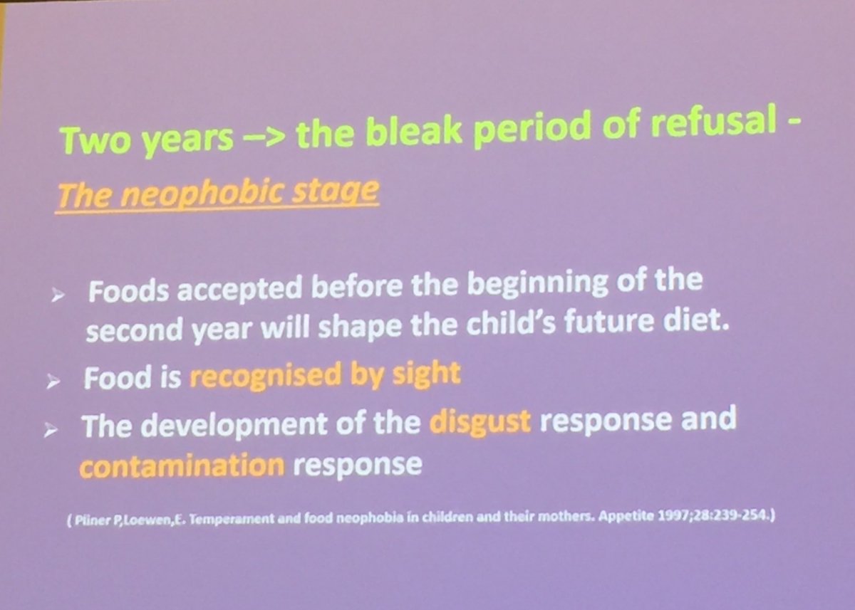 CorkNutrition's tweet photo. #weaning - The #neophobic stage of food refusal. They won’t “grow out of it” when they’re older!! #ICCEB19 https://t.co/BARUtP1GJy