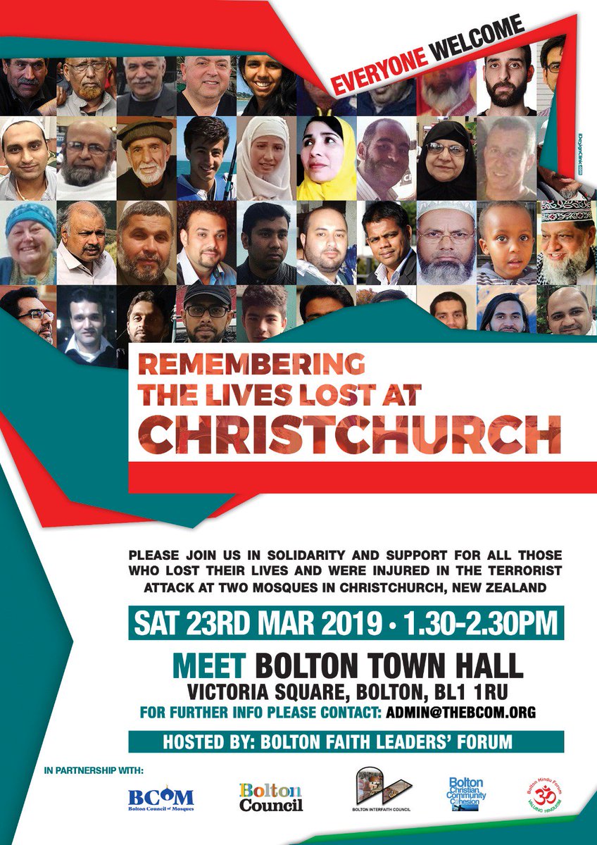 Mohammed Amejee (@m_amejee) on Twitter photo If you're in #Bolton this Sat from 1.30-2.30pm please come to the Town Hall and show your solidarity with those killed in the #ChristchurchTerrorAttack <a href="/THEBCOM1/">BCoM : Bolton Council of Mosques</a> <a href="/TheBoltonNews/">The Bolton News</a> <a href="/boltoncouncil/">Bolton Council</a> <a href="/IFNetUK/">Inter Faith Network</a> @zakariyyajaame If you're in #Bolton this Sat from 1.30-2.30pm please come to the Town Hall and show your solidarity with those killed in the #ChristchurchTerrorAttack <a href="/THEBCOM1/">BCoM : Bolton Council of Mosques</a> <a href="/TheBoltonNews/">The Bolton News</a> <a href="/boltoncouncil/">Bolton Council</a> <a href="/IFNetUK/">Inter Faith Network</a> @zakariyyajaame
