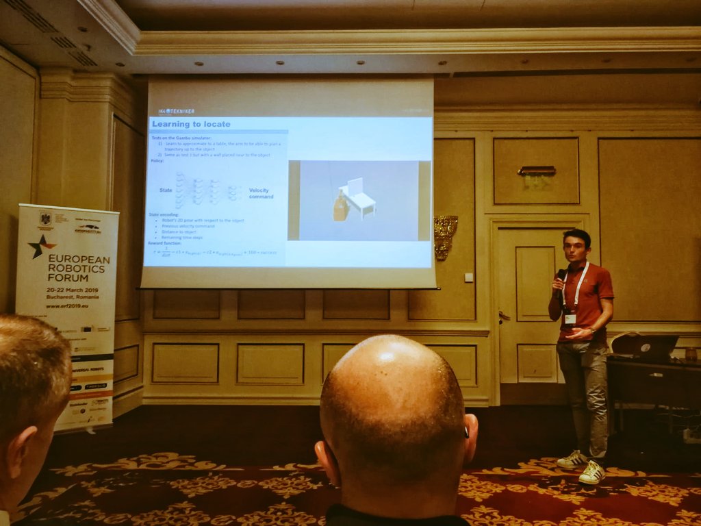 Pickplace_PRJ's tweet photo. Our colleague Ander Iriondo from @IK4_TEKNIKER has also presented a solution for deep #reinforcement #learning for #pickandplace operations in this afternoon's workshop on "AI, Planning and Robotics: Results and Future Challenges" at #ERF2019 (@eu_Robotics). https://t.co/xmeejrgK09