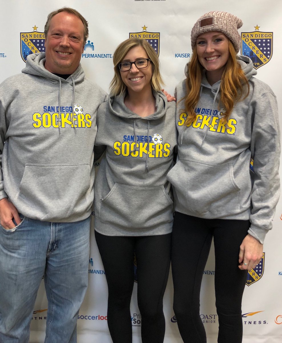 SanDiegoSockers's tweet photo. Brand new at the merch stand! Classic logo grey hoodies will be on sale in all sizes starting at our 4/7 match vs RGV. Come get yours! #TheSockersAreAwesome #RetroHoodies https://t.co/5mHRwqgzj4