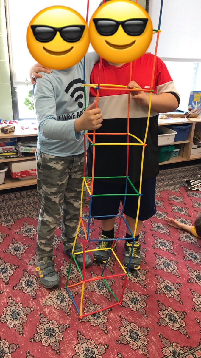 Teamwork makes the dream work. These boys worked together to build a tall tower during independent inquiry! #grade2 #teamwork