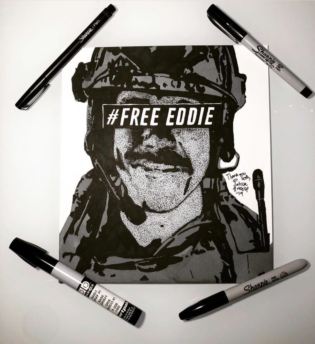 forgedclothing's tweet photo. Help us bring justice to Chief Eddie Gallagher and his family! Order your #FreeEddie Shirt today and tag us in your posts to be featured on our page! 🇺🇸
__
Artwork by Patrick Hazelip
#LLTRB #justiceforeddie #eddiegallagher #teamgallagher #usnavyseal #forgedsupportsthegallaghers https://t.co/4BzsQBoHUp