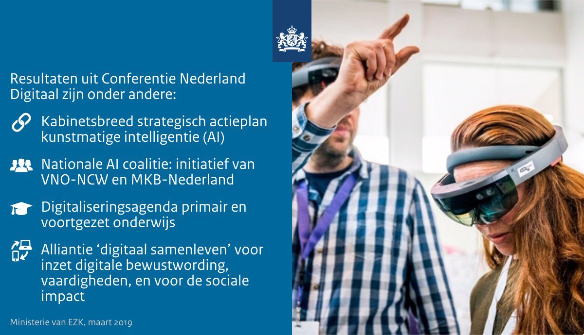 Meer dan 2.000 deelnemers werkten op conferentie Nederland Digitaal aan doelstelling om NL digitale koploper van Europa te maken door sneller in te spelen op het hoge tempo waarmee maatschappij &amp; economie digitaliseren. Wat zijn de resultaten? rijksoverheid.nl/ministeries/mi… #NLDigitaal