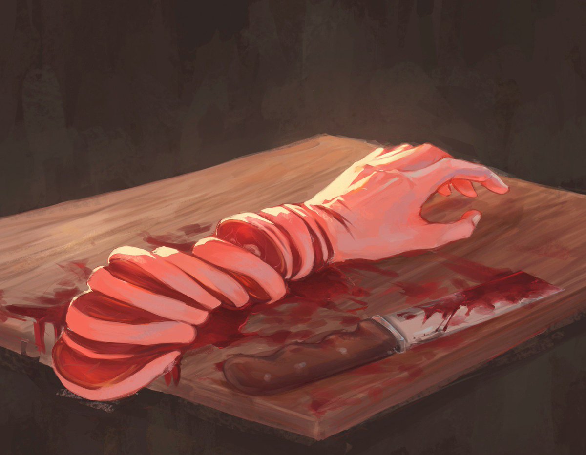 MoebaPop's tweet photo. I really did used to dream of chopping up my hand lol kinda proud of how this turned out uuuhh ya. 

#art #digitalart #illust #gore https://t.co/FAuXdCoCQ0