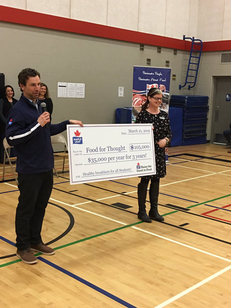 RickChrest's tweet photo. Magnificent announcement today at George Fitton School with Maple Foods committing $35,000 per year for 3 years to Brandon’s Food for Thought program. This generous contribution will help provide nourishment in 18 Brandon schools.Thank you for this very meaningful involvement! https://t.co/OhmlVhuUjm