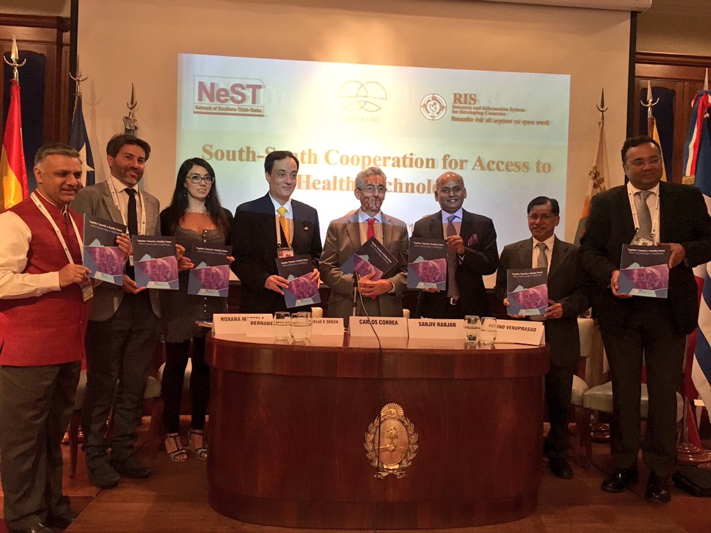 NeST_SSC's tweet photo. Amb. Sri Sanjiv Ranjan launches @RIS_NewDelhi publication on #Health &amp; #SSC at #BAPA40 w/ @Correa_CEIDIE, @Govind_ITC, @Sachin_Chat, Andre de Melli e Souza, @bernabemmm, Roxana Mazzola, TC James https://t.co/gl4ecs76XC
