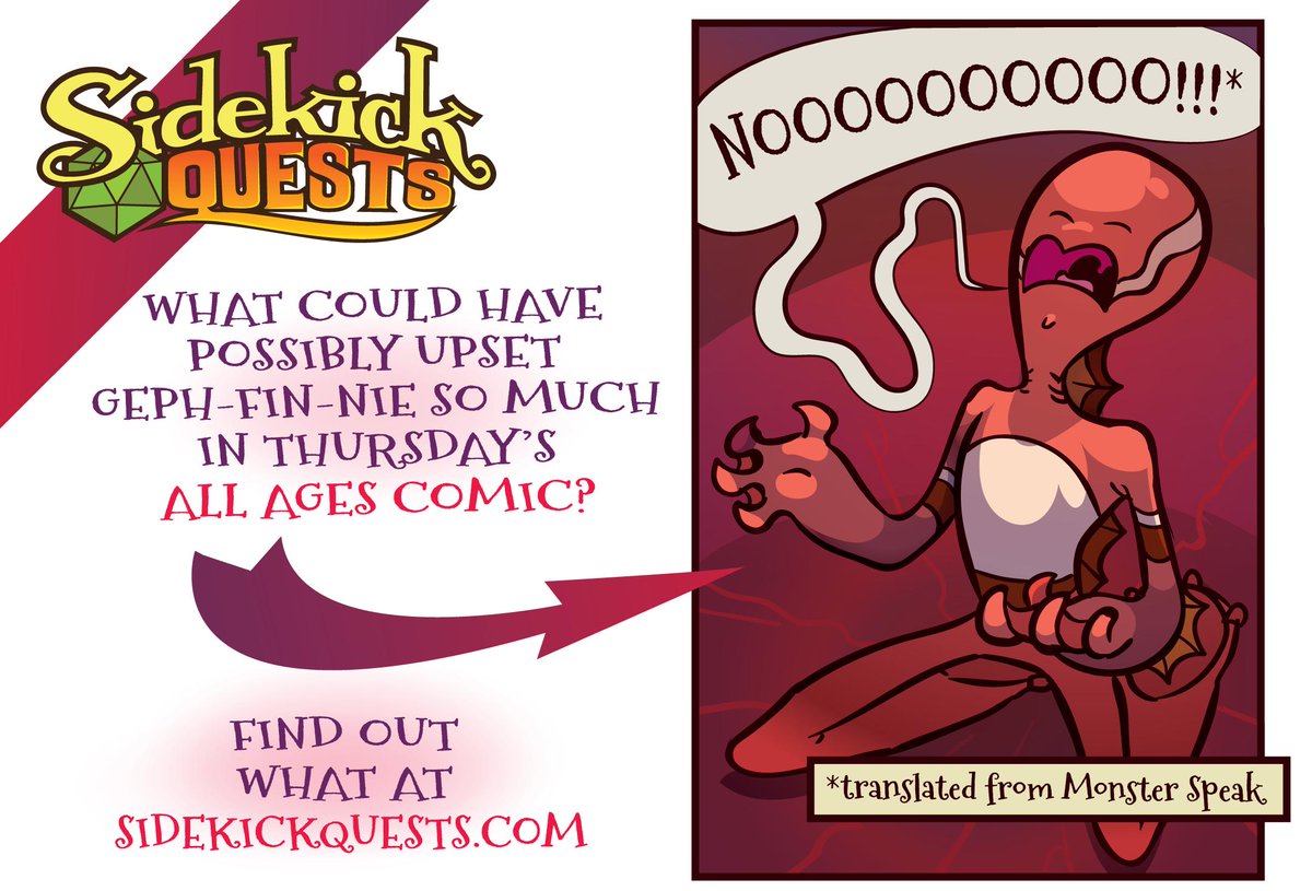 SidekickQuests's tweet photo. Geph-FIN-nie is in anquish in today's #allages #rpg #comic by @jamesstowe. Find out why at https://t.co/q4qPadu4Zl https://t.co/g9MYQvZ4Vr