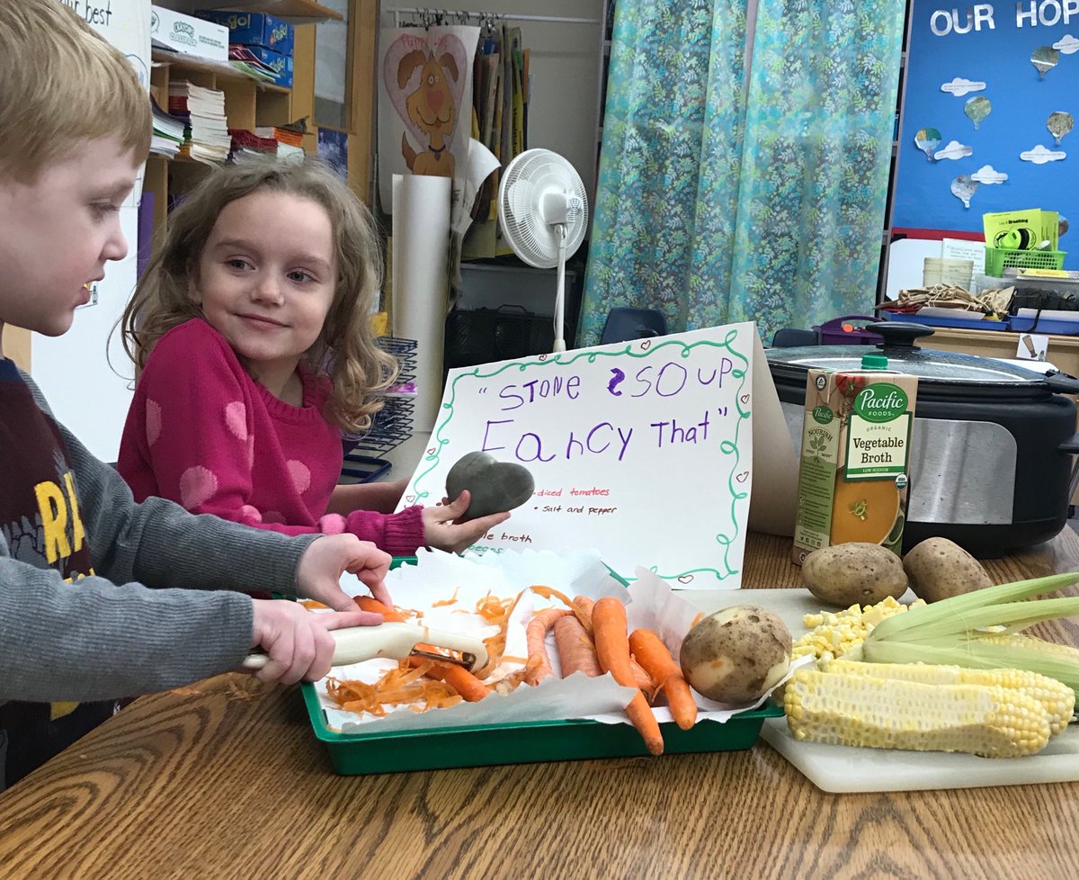 pes_christensen's tweet photo. Kindergarten chefs preparing “Stone Soup” for our PES Fill the Bowl Soup Dinner tonight at 5pm! https://t.co/WhIfrdPBy6