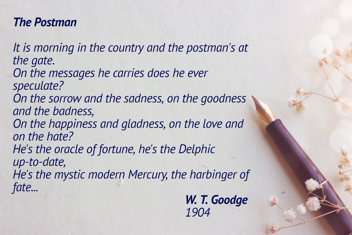 UPU_UN's tweet photo. W. T. Goodge’s #poetry skills with the #comic ballad form found some later admirers, such as #KennethSlessor , who considered #Goodge to be the deftest craftsman among the writers he termed journalist-troubadours. https://t.co/eHWTSjXOWp #WorldPoetryDay @letterappsoc @UN @UNESCO https://t.co/K1sHlObKdc