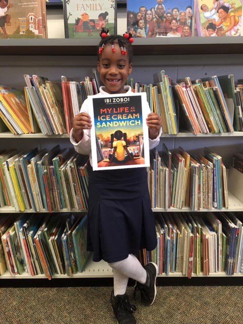 cobblibrary's tweet photo. Congratulations to Adriana, who successfully completed the #AcworthLibrary #BlackHistoryMonth Scavenger Hunt in February. She won a copy of @ibizoboi's upcoming middle grade novel, My Life as an Ice Cream Sandwich! And this picture was taken on Adriana's birthday! https://t.co/OC7D2VmxvG