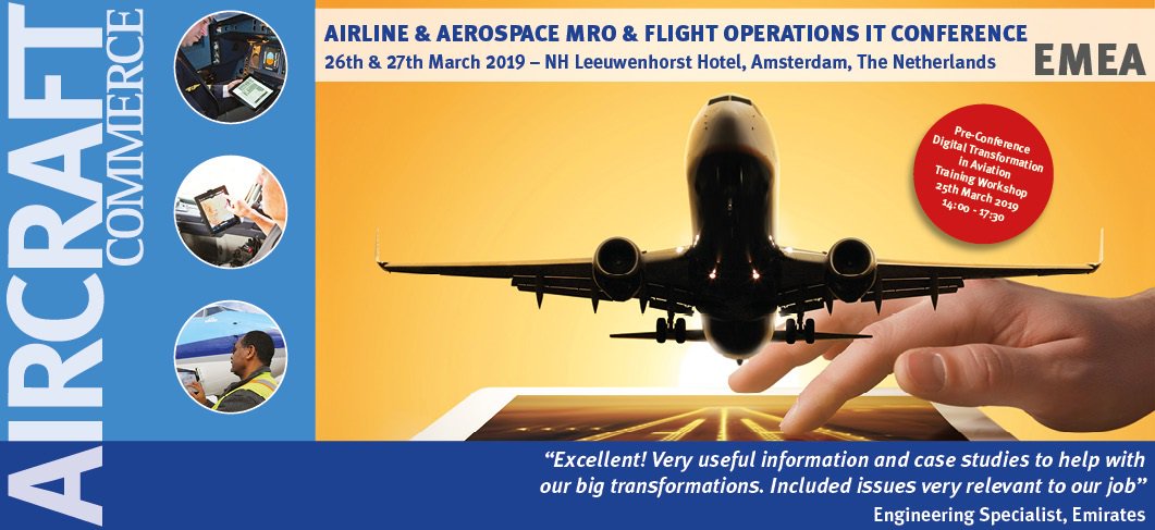 ultramain's tweet photo. @ultramain will be at @AircraftCommrce @OpsMRO_ITConf in Amsterdam next week. Stop by Booth E1to meet the Ultramain team! 
#simplemobilepaperless https://t.co/14YqszboF9