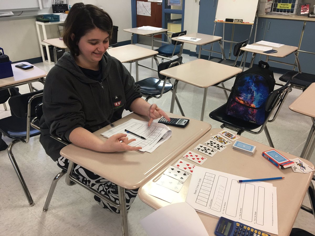 cbywalski's tweet photo. Used playing cards to practice mean, median, and mode today in math class. #funmathday #studentengagement @McGuffey_MS #Mc3G https://t.co/VCeA0dBjJe