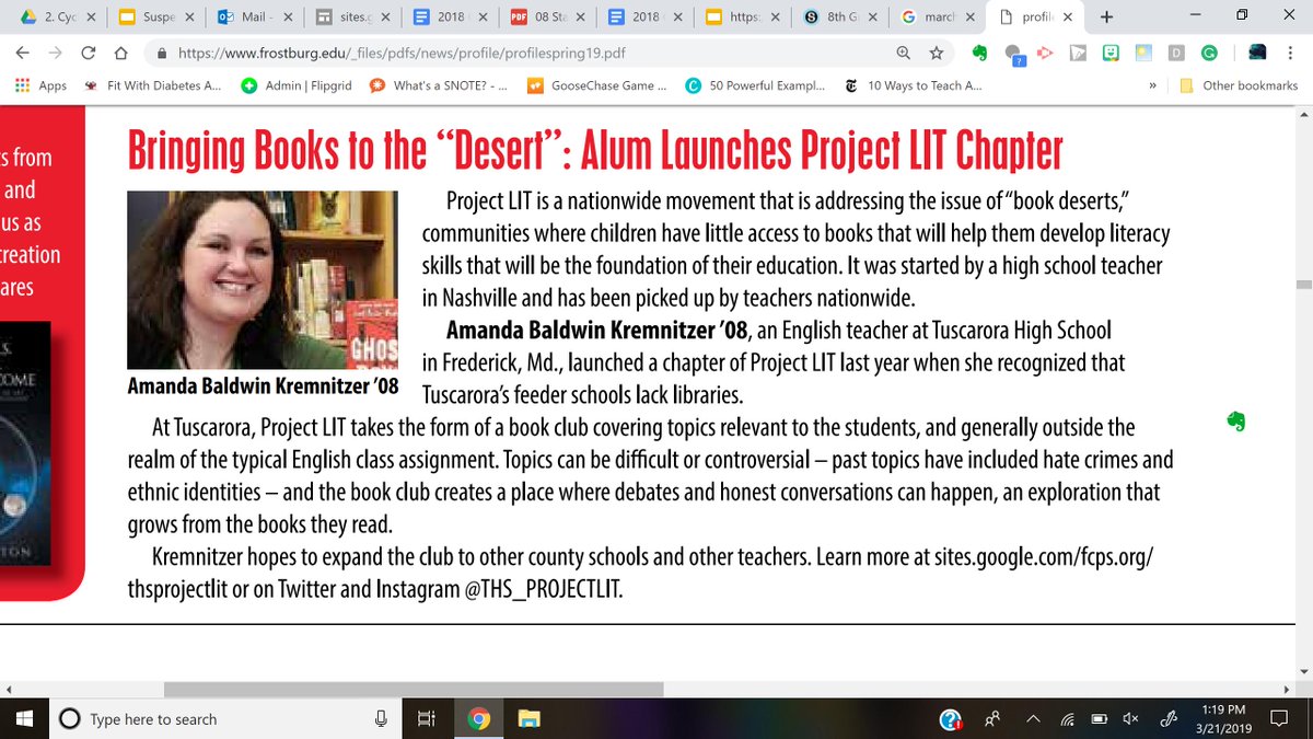 MrsKremTHS's tweet image. Hey look! @THS_Projectlit is in @frostburgstate 's Profile magazine!