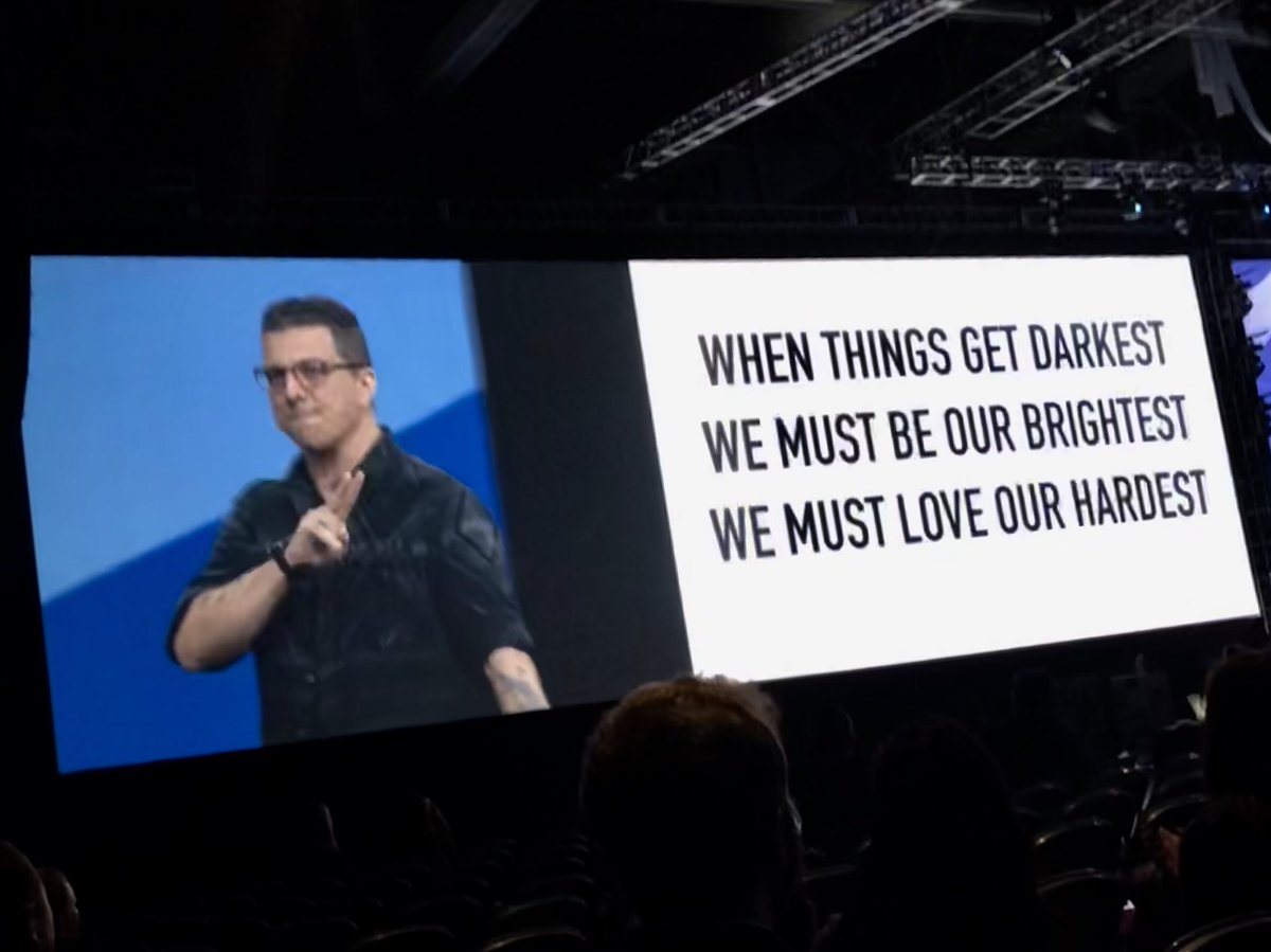 iltrebor's tweet photo. “We need more accomplices not just advocates.”  Take the pledge today, “I promise to leave the world a better place than I found it.” — @eastvanbrand inspires us to take action at @domopalooza #DP19 https://t.co/iFT45Qd8fp