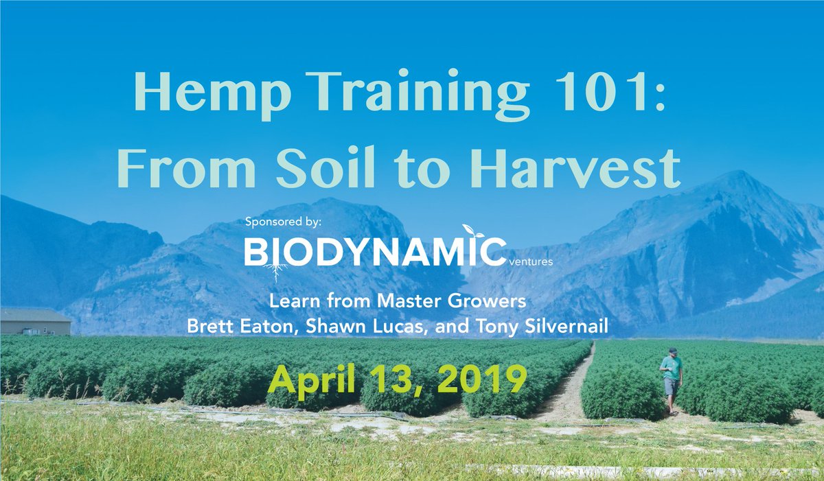 BiodynamicV's tweet image. Join us for a seminar to learn from the best in hemp farming! Master Growers Brett Eaton, Shawn Lucas &amp;amp; Tony Silvernail will cover topics such as organic and non-organic farming, field prep, watering, harvesting, nutrition &amp;amp; more. bit.ly/2OhNryH #farmers #Hemp #hempnews