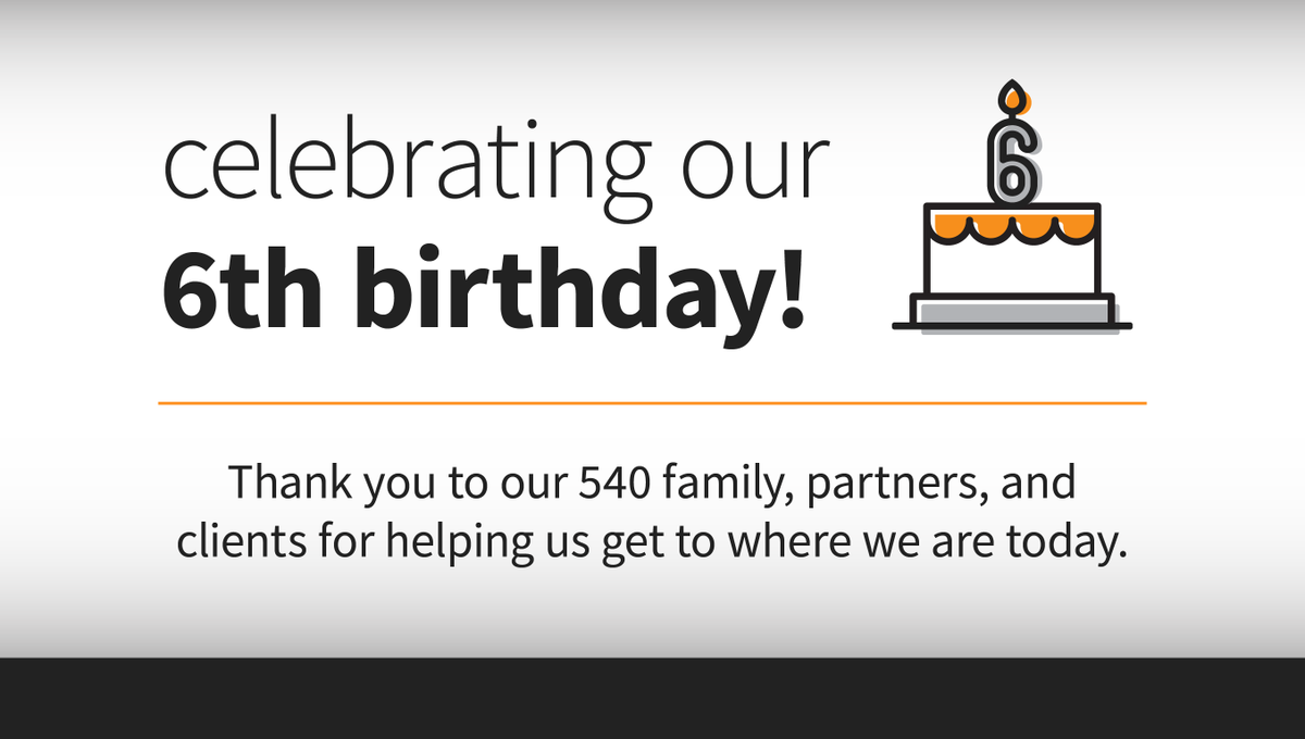 540co's tweet photo. @540co has 6 years in the books consisting of 30 #builders spread across 2 offices with many happy clients. #getshitdone https://t.co/pzI2ZBGZFz