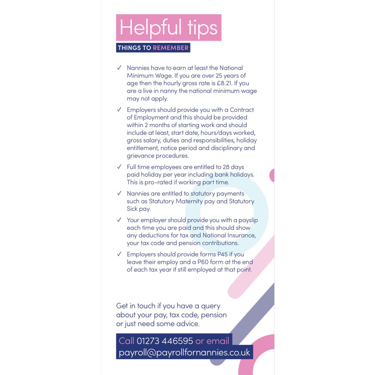 P4N_payroll's tweet photo. Nannies! Come and check out our new leaflet just for you! 

We’re here to support and offer you help and advice in your employment! 

Please feel free to contact us on 01273 446595/payroll@payrollfornannies.co.uk 

#nannie #nanny #payroll #brighton #brightonbusiness #helpfulltips https://t.co/0cPIlrgqu7