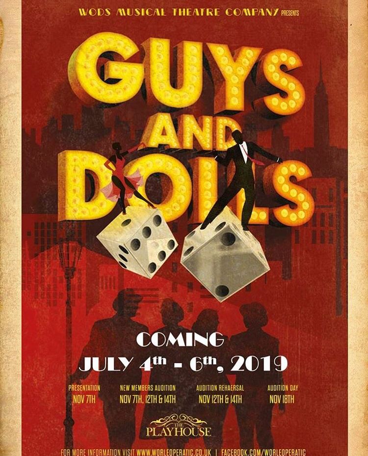 WorleOperatics's tweet photo. GUYS &amp; DOLLS! - WODS Musical Theatre Company are performing Guys and Dolls at the Playhouse Theatre 4th - 6th July! Purchase tickets here https://t.co/q08KynimrW https://t.co/6J9TmuTRWW