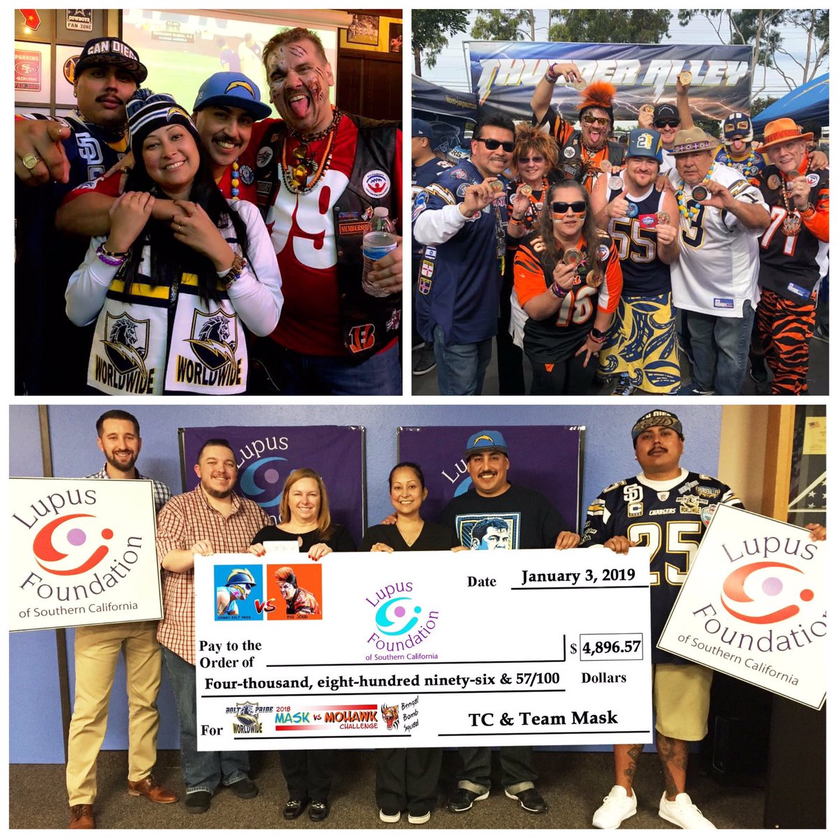Throw🔙Thursday to Dec 9,2018.
#MaskVsMohawk Charity Challenge. Both #TeamMask &amp; #TeamMohawk won money for our charities 🙌🏽
#AlzheimersAwareness
#LupusAwareness
#NFL100Contest