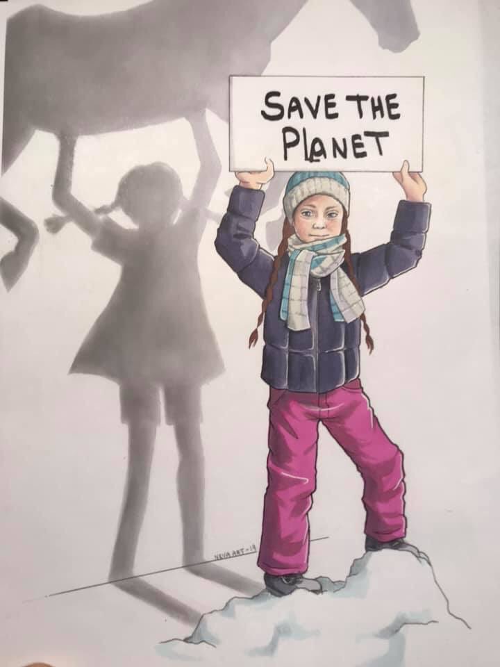 If you are strong, you must be kind, -Pippi Longstockings <a href="/GretaThunberg/">Greta Thunberg</a> by 
Artist: Elenore Strand #dax18