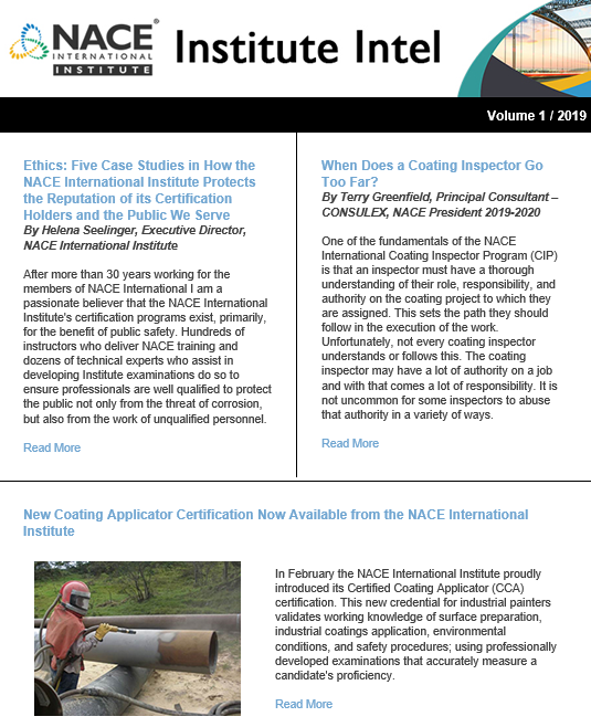 Volume 1 of the NACE Institute Intel News Brief is now available!
Read it here: bit.ly/NII_March2019