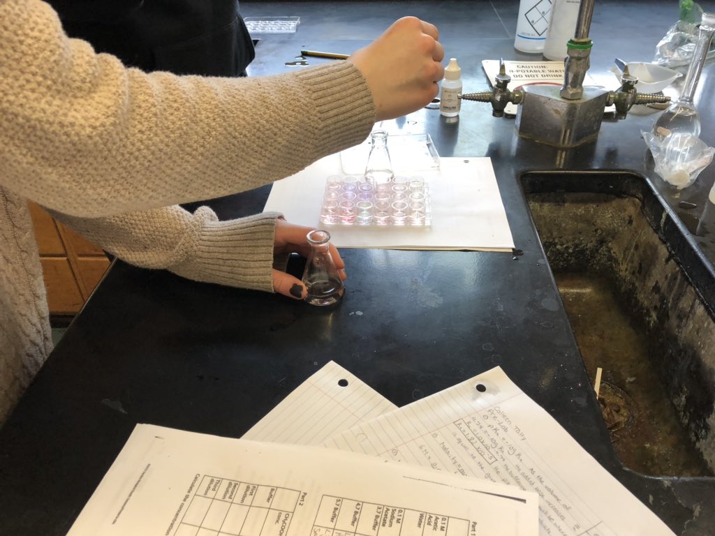 Ap chemistry making spring buffer solutions! #MineolaProud